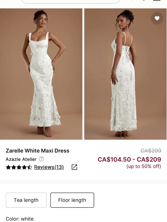 Azazie Dresses & Skirts - Azazie White Floral Appliqué Maxi Dress